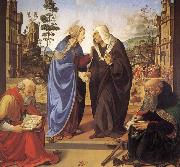 Piero di Cosimo Virgin Marie besokelse with St. Nicholas and St. Antonius oil on canvas